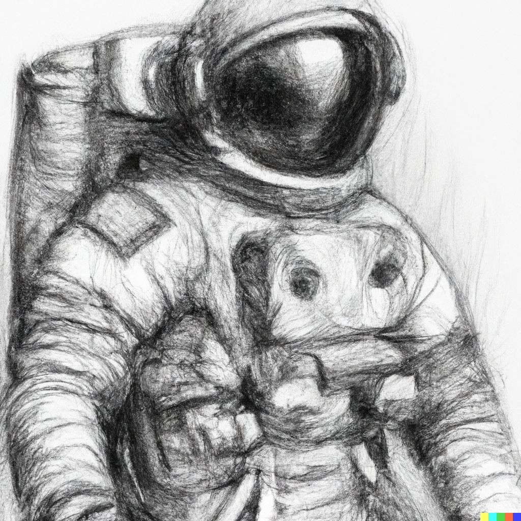 an astronaut, detailed pencil sketch